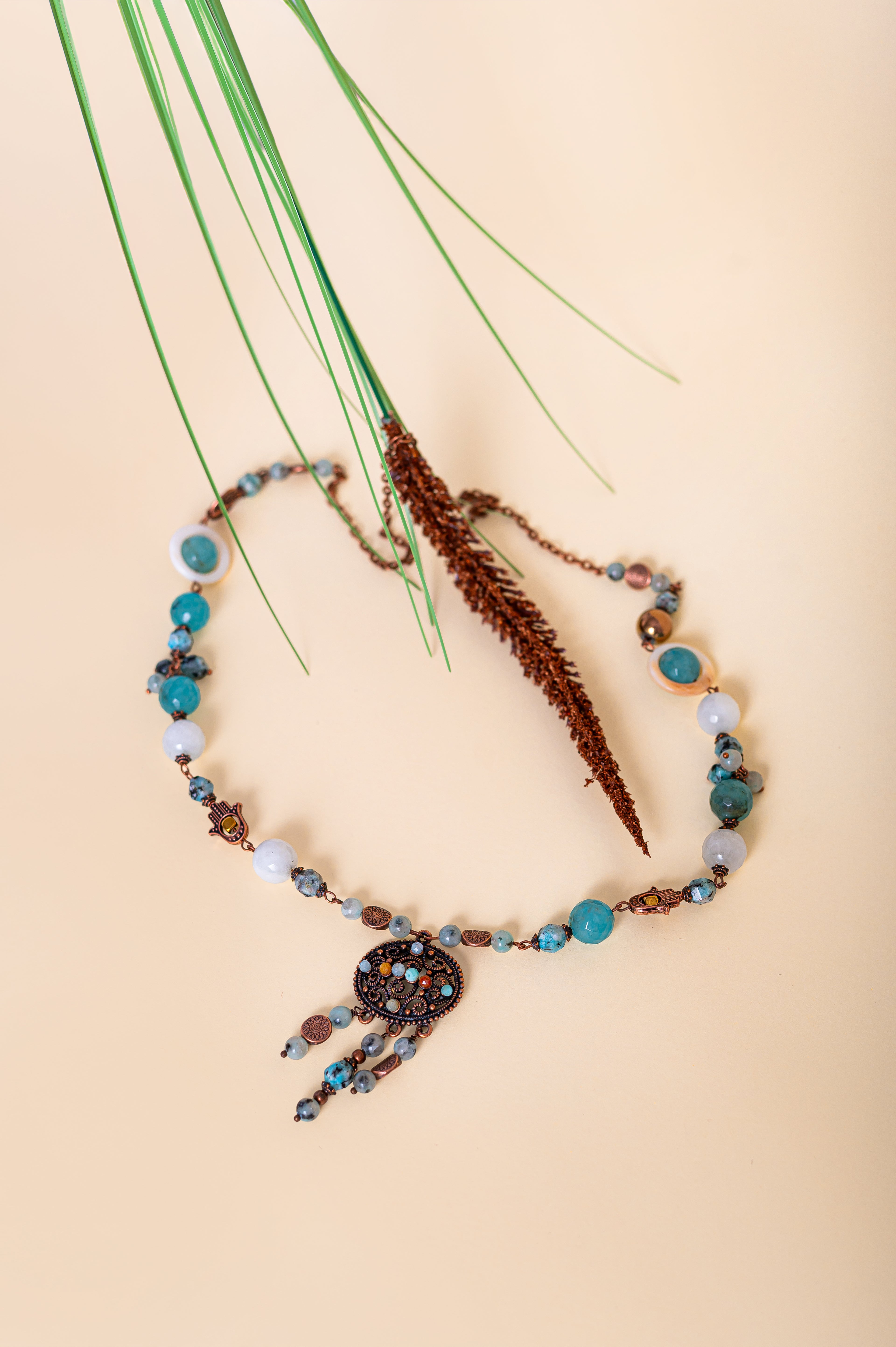 Дълго Vintage колие с аквамарин за спокойствие