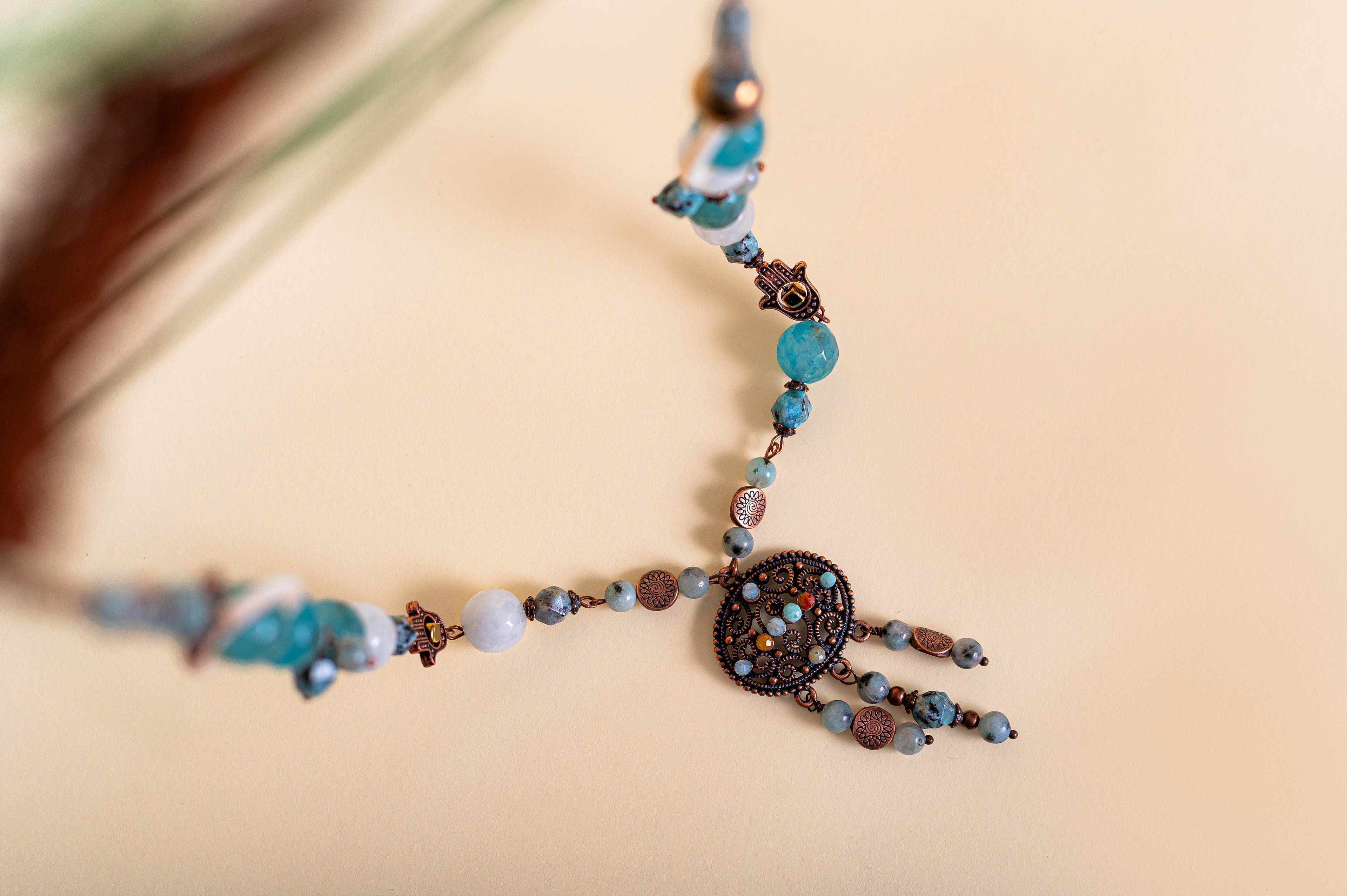 Дълго Vintage колие с аквамарин за спокойствие