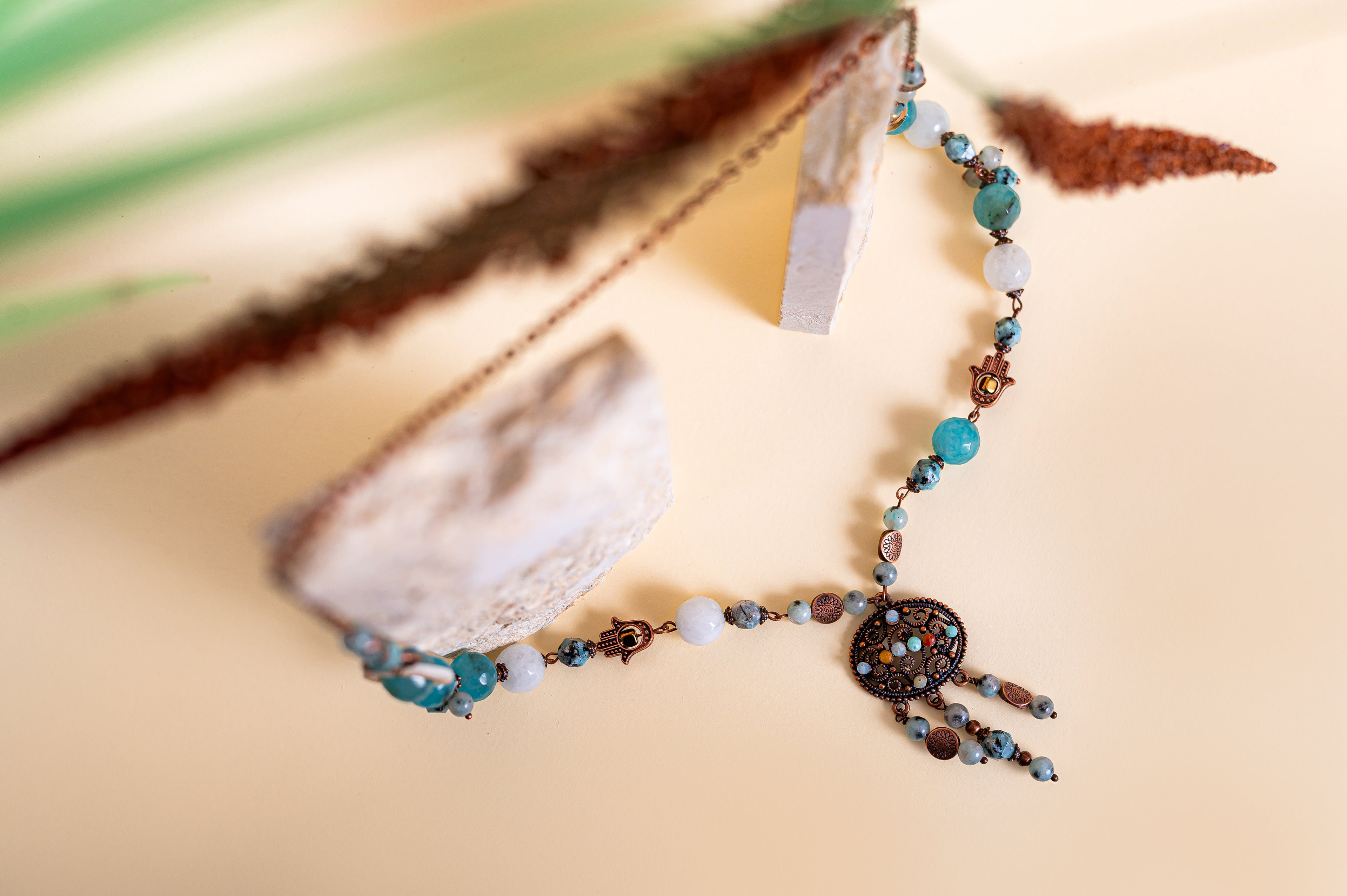 Дълго Vintage колие с аквамарин за спокойствие