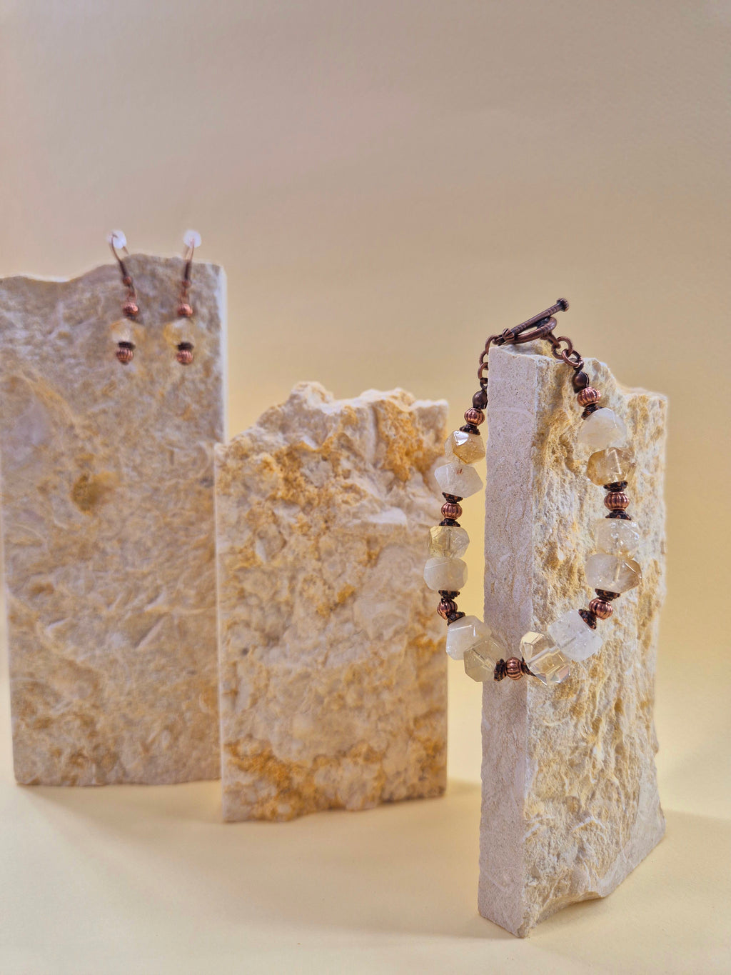Комплект „Изобилие“ - гривна и обеци с едър цитрин